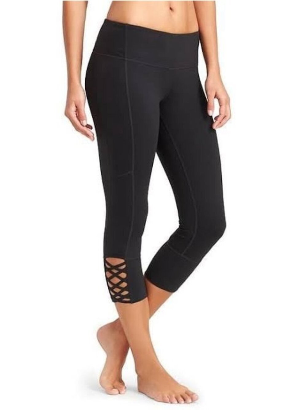 Athleta Mind Over Mat Capri Gym Yoga Fitness Pant #722063 Small Black Athletic